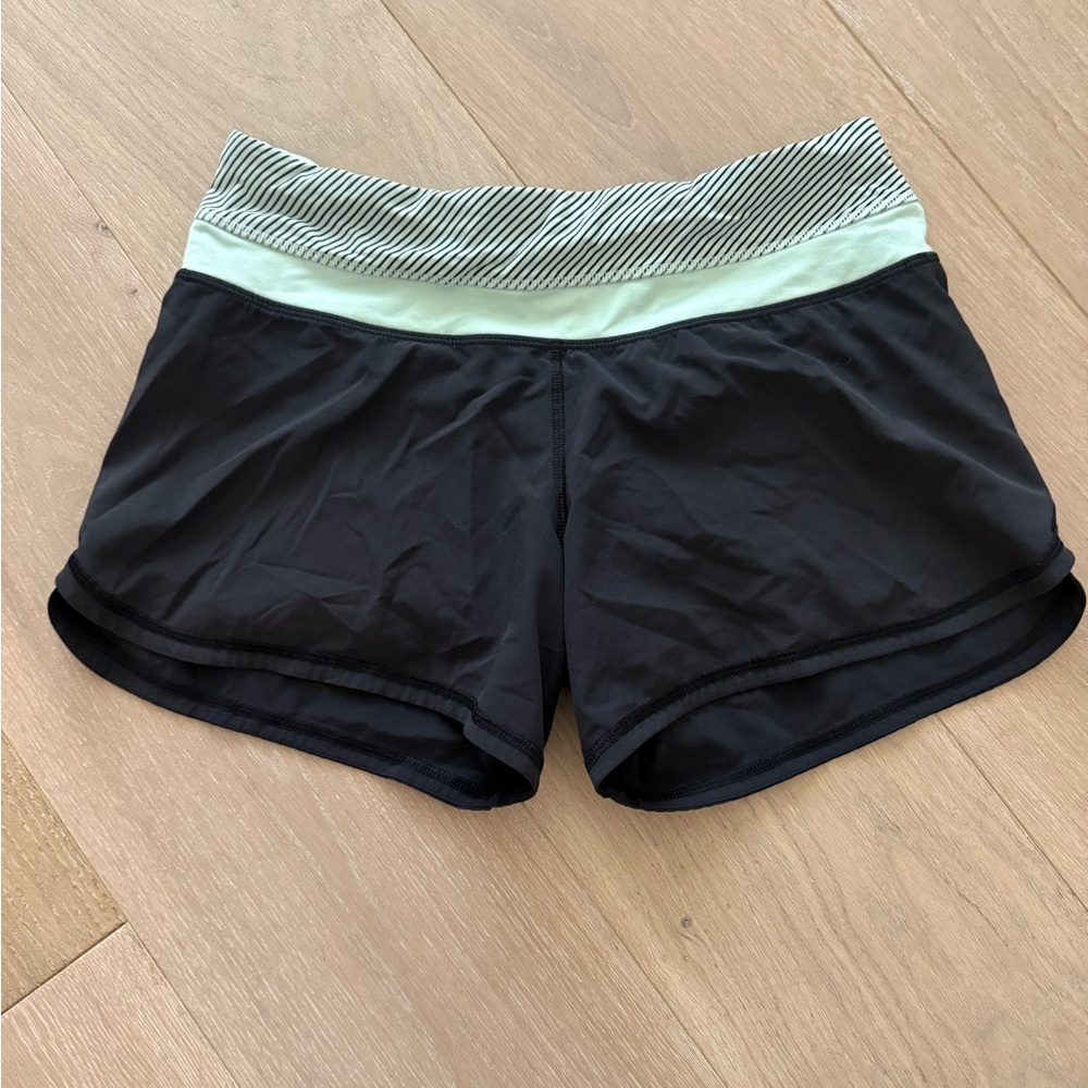 Lululemon Athletica Black and Green Athletic Shorts